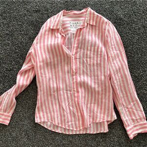 Frank & Eileen Barry tailored pink Striped Button-Up Shirt